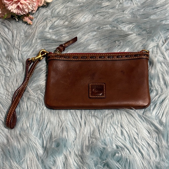 Dooney & Bourke Handbags - Dooney & Burke Florentine Chestnut Leather Wristlet